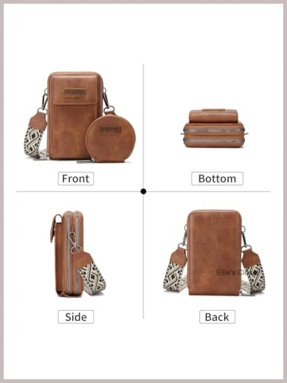 Vegan Leather Small Crossbody Phone Purse with Adjustable Strap